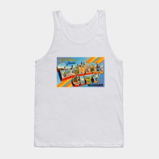 Greetings from Traverse City, Michigan - Vintage Large Letter Postcard Tank Top